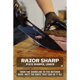 Dalstrong Chef Knife Professional - 8” - Night Shark Series - 7CR17MOV High Carbon Steel - Titanium Coated Blade - Water Outdoor & Fishing- Polypropylene Handle -w/Chef Knife Cover - NSF Certified