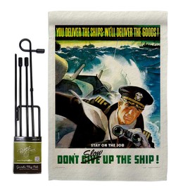 US Brotherhood Don't Slow Up Garden Flag Set with Stand Armed Forces Service All Branches Support Honor United State American Military Veteran House Banner Small Yard Gift Double-Sided, Made in USA