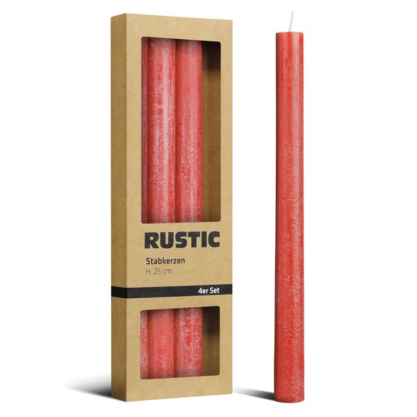 Brandsseller Rustic Taper Candles Set of 4 Height 25 cm
