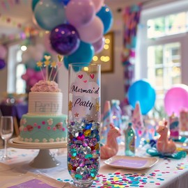 500pcs Sparkling Plastic Diamonds for Crafts ，Multi-DIY Rhinestone Gems ，Non-Toxic Decorative Jewels for Scrapbooking, Clothing, Home Decor (8mmsilver，2cmtransparent)