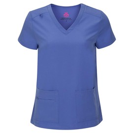 M&M SCRUBS Women's Breathable Cool Stretch Fabric Scrub Top and cargo Pant Set (Ceil Blue, X-Large)