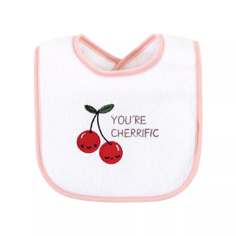 Hudson Baby Cotton Terry Drooler Bibs with Fiber Filling, Fruits,