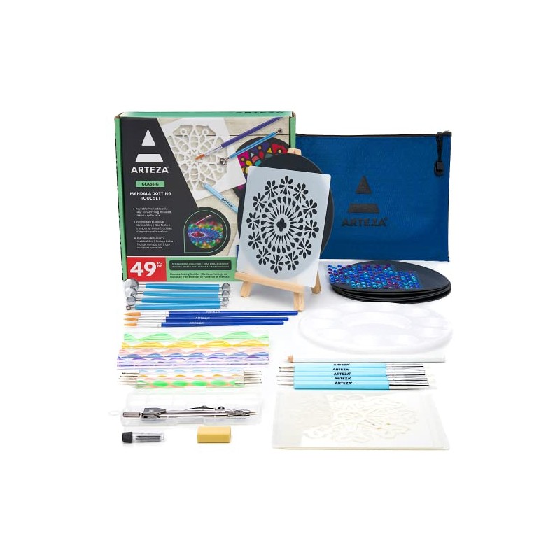 Arteza Mandala Dotting Tools, 49 Pieces — 9 Stencils, 6