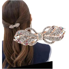Herbeluemily Barrette, Bijou Stone, Metal Fittings, Hair Clip, Stylish, Adult, Elegant, Line, Aurora