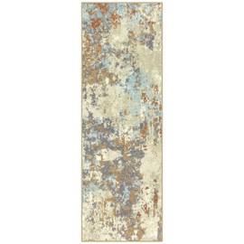 Maples Rugs Southwestern Stone Distressed Abstract Non Slip Washable Runner Rug For Hallway Entry Way Floor Carpet [Made in USA], 2 x 6, Multi