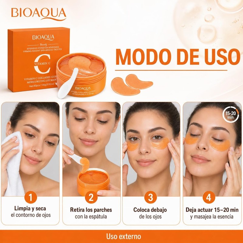 BIOAQUA Parches de Hidrogel para Ojos con Vitamina C y