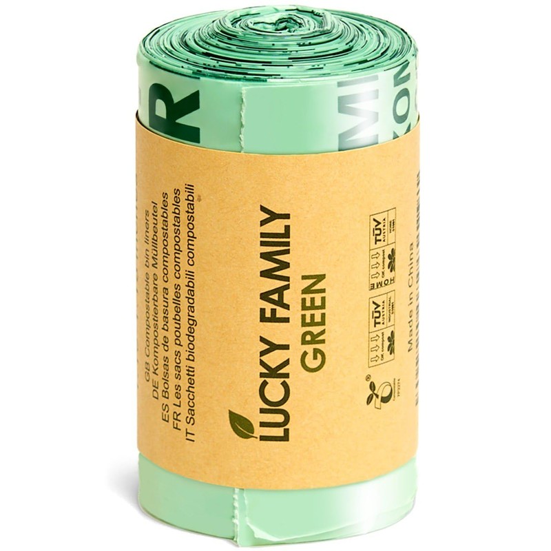 Lucky Family Green Compost Bags for Kitchen Countertop Bin -