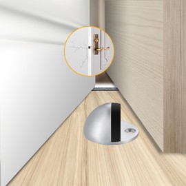 TOPTAKE Floor Door Stop - Robust Floor Mount Door Stop for Commercial and Outdoor Use - Easy to Install No Drill Door Stopper - Door Stop Floor Mount (Silver Black-1PACK)