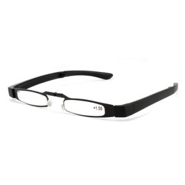 [Yellowrock] イェローロック 超便利メタル フレーム折りたたみ老眼鏡 おしゃれリーディンググラス 専用ポーチ付き yr2080 (+3.5, ブラック)