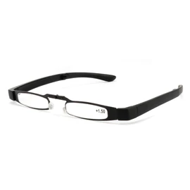 [Yellowrock] イェローロック 超便利メタル フレーム折りたたみ老眼鏡 おしゃれリーディンググラス 専用ポーチ付き yr2080 (+3.5, ブラック)