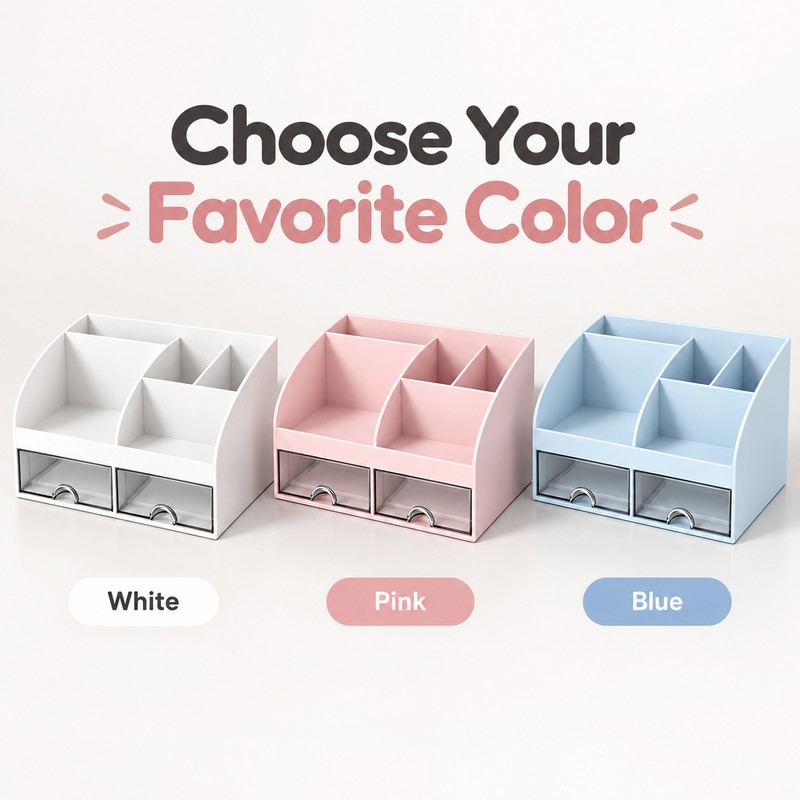 Desktop Organizer with Drawers for Office Supplies – Multi-Compartment Storage