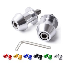 Set of 2 M10 Stand Hooks, 0.4 inches (10 mm), Bike Rear Stand, Hex Key Wrench, Aluminum, Shaved, Yamaha, Left/Right, Honda, Suzuki, Universal Purpose (Silver)