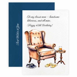 MAGJUCHE Birthday Cards for Husband, Elegant Happy 45th Birthday Greeting Card with Envelope and Wax Seal, 5x7 inch