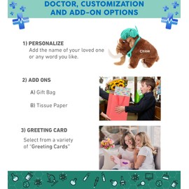 DolliBu Wild Mammoth Doctor Plush Toy - Super Soft Mammoth Doctor Stuffed Animal Dress Up with Cute Scrub Uniform & Cap Outfit - Gift with Personalization - 9" Inches