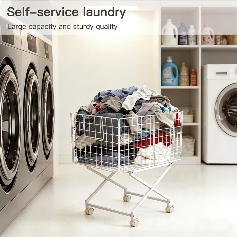 Solcasaco Rolling Laundry Basket with Wheels, 27" Elevated 80L Cart