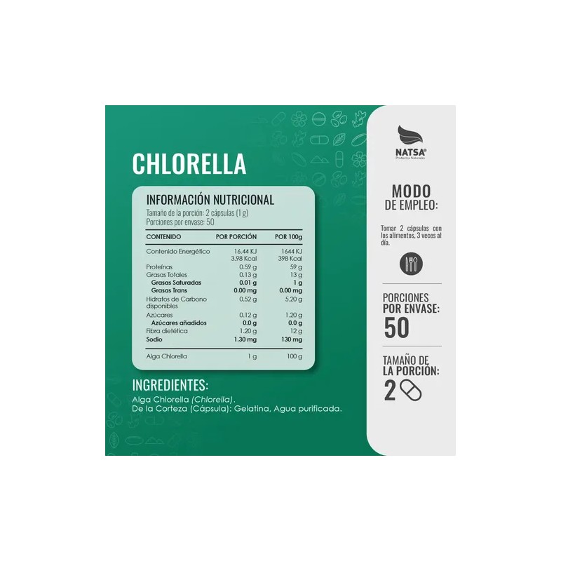 Chlorella, 300 Cápsulas (3 Frascos 100 Cap C/u) Sabor Natural