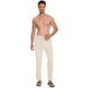 SEVEGO Mens Casual Linen Pants 34'' Elastic Waist Drawstring Straight-Legs