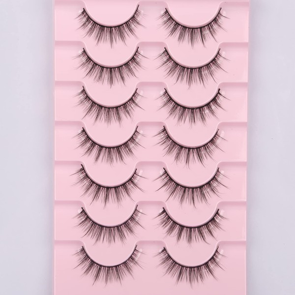 Ezreiily False Eyelashes 3D Natural Look Wispy Eyelashes Manga Spiky