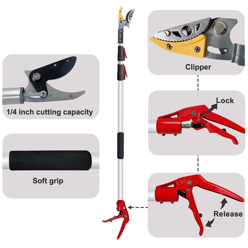 Prunrt Telescopic Tree Trimmer 4.5-10 FT with 3 Section Length