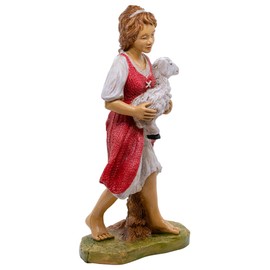 VILLAGE GIFT IMPORTERS 12" Shepherd Holding a Lamb for Table Top Nativity Scene | Christmas Creche Holiday Accessory | Christian Winter Indoor Home Decoration | Made in Italy