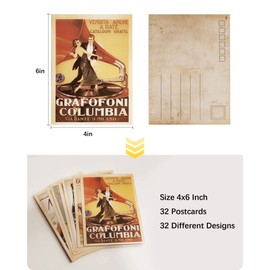 Fancyoung 32 PCS 1 Set Vintage Retro Old Poster Postcard Greeting Cards Souvenir Gifts for Worth Collecting