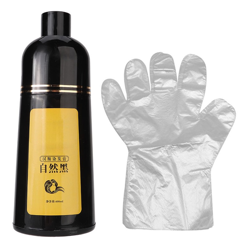 400ml Natural Plant Black Hair Shampoo Hair Dye Black Coloring