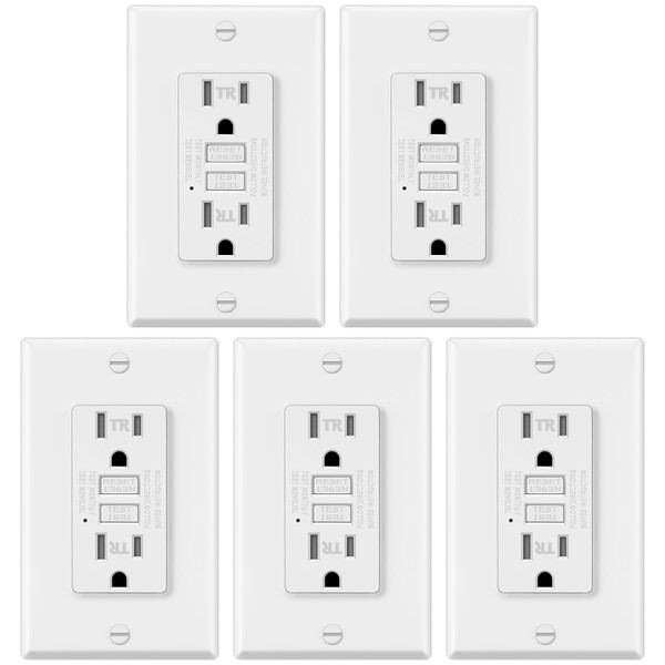 ELECTECK 5 Pack GFCI Outlets 15 Amp, Tamper Resistant (TR),