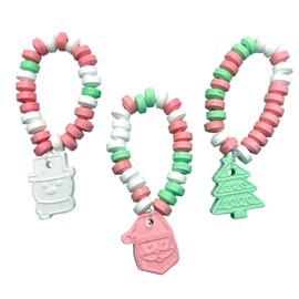 Christmas Candy - 24 Holiday Themed Candy Bracelet Stocking Stuffers Individually Wrapped Bulk - Santa, Christmas Tree, Snowman - Great for Xmas Party Favors - Christmas Gifts for Classroom