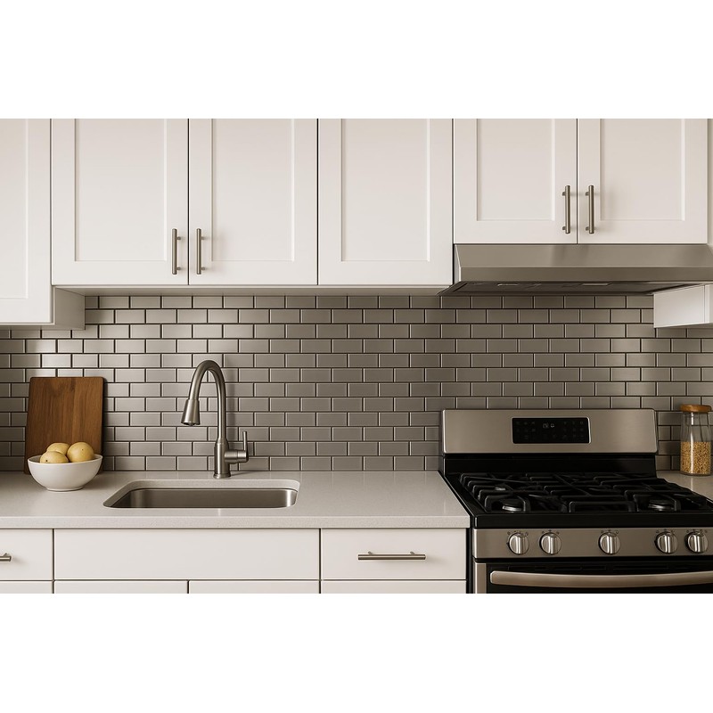 Vogue T Brushed Stainless Steel Brick Mosaic Tile 2x4 Subway