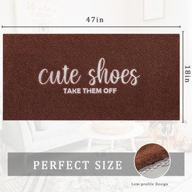 Cute Shoes Take Them Off Outdoor Mat Indoor Door Mat Entryway Rubber Backing Front Door Home Door Mats Welcome for Hallway Home Office Garden 47x18 inch Coffee