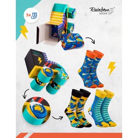 Rainbow Socks - Women's Men's Roller Skates Socks Box Funny - 3 Pairs, ROLLER SKATES