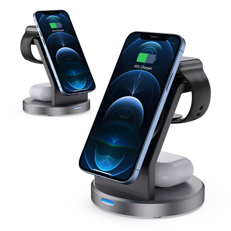 Magnetic Wireless Charger Stand 3 in 1 Black L-MG3IN1-BK