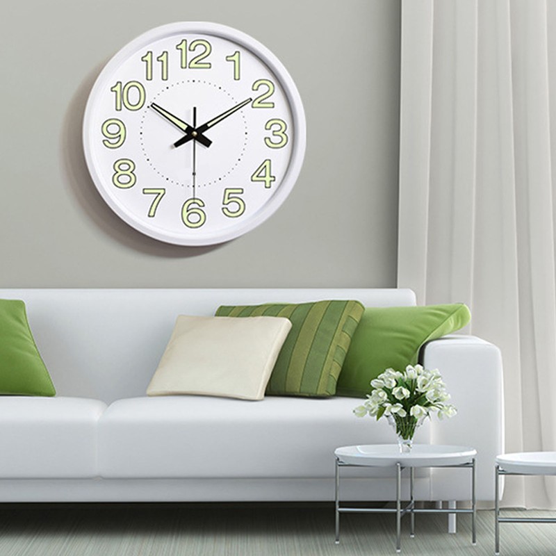 12 Inch Luminous Wall Clock Minimalist Round Quartz Clock for
