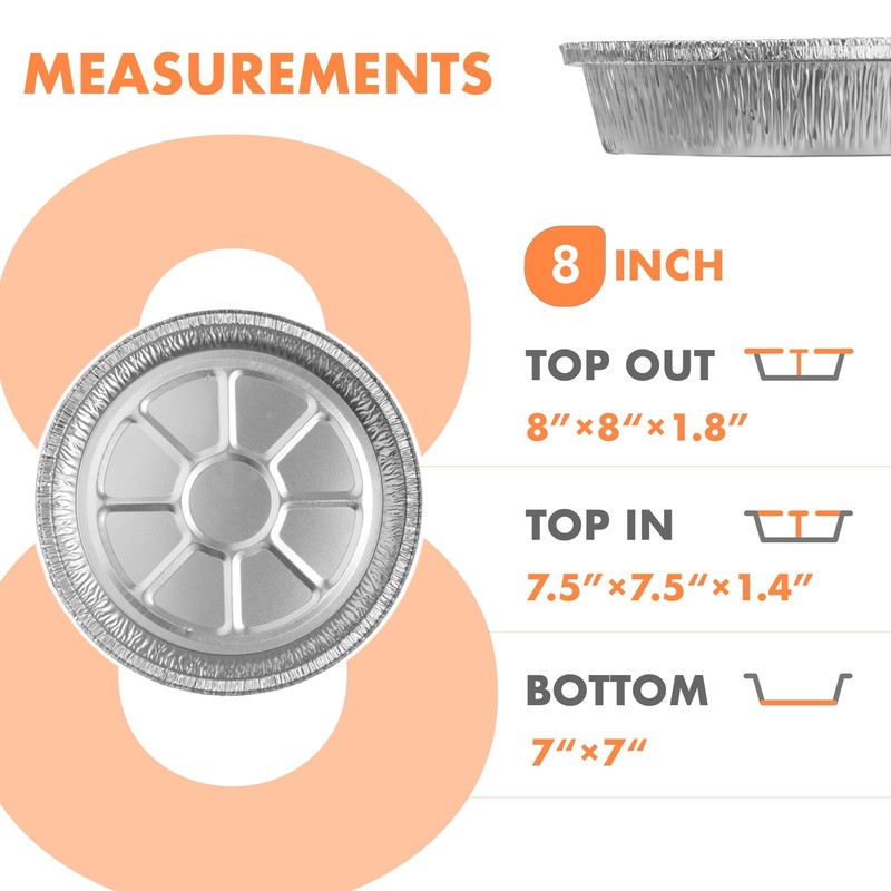 CURTA 8" Round Aluminum Foil Pans with Clear Lids |