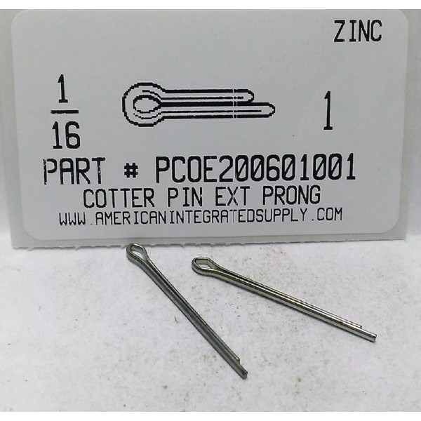 AMERICANINTEGRATEDSUPPLY.COM 1/16X1" COTTER PINS EXTENDED PRONG STEEL ZINC PLATED (1000)