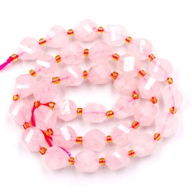 Malahill abalorio de piedra natural al por mayor para hacer joyas de bricolaje, se venden por bolsa, 5 hebras y un rollo de cordón en el interior facetado en forma de S, cuarzo rosa, 8 mm