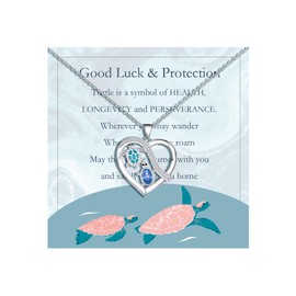 BOCHOI Turtle Necklace Sea Turtle Gifts Heart Pendant Necklace for Women Birthday Anniversary Valentines Gifts for Her