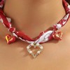 Scarf Necklace with Charm Gold Heart Flower Pendants Charm Necklaces