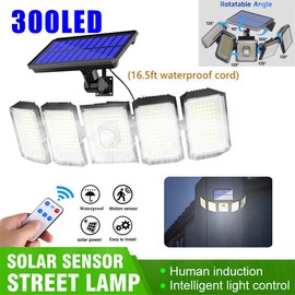 Umexus 2 Pack Solar Lights Outdoor, High Brightness 300LED Motion Sensor Security Light