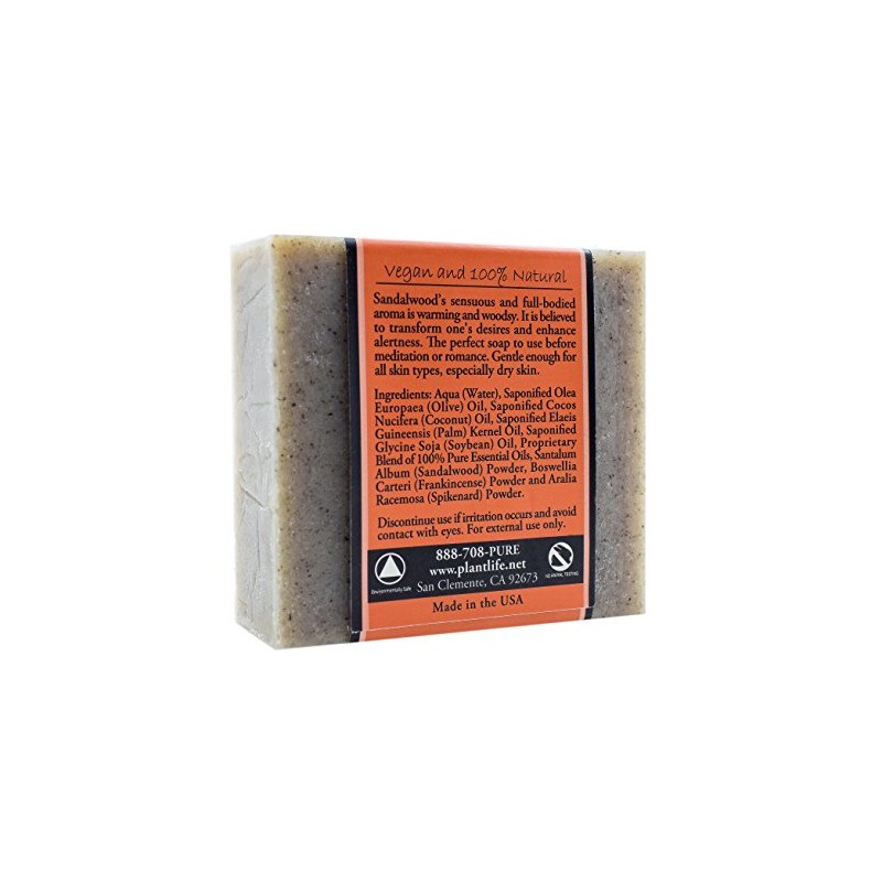 Plantlife Sandalwood Bar Soap - Moisturizing and Soothing Soap for