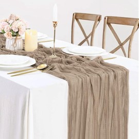 Nude Cheesecloth Table Runner 10ft Gauze Boho Rustic Cheese Cloth Table Runner for Baby Shower Decoration Wedding Easter Tanksgiving Table Runner