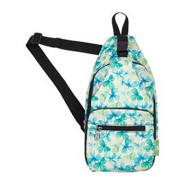 ECO CHIC Lightweight Foldable Crossbody Bag Recycled Plastic Shoulder Backpack Folds Into Pouch for Storage (Shamrocks Beige)