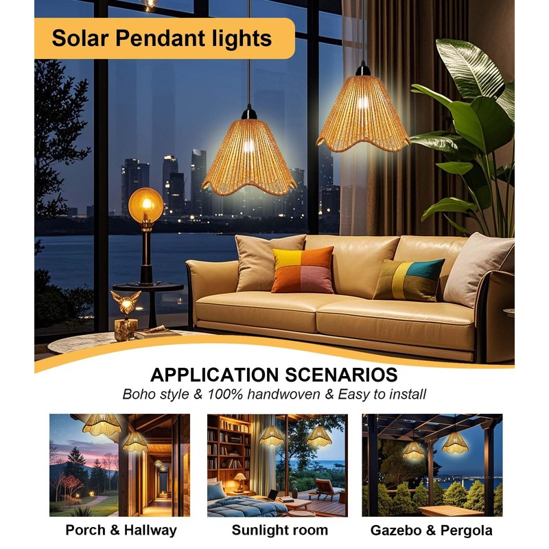 Solar Chandelier Outdoor Waterproof, Gazebo Lights Solar Powered with Remote