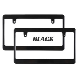 MOONEYES NF-MG057BKPL2P-MON License Plate Frame, Normal, Black, Plain, Set of 2