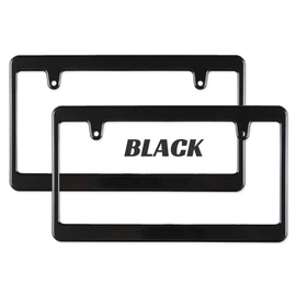 MOONEYES NF-MG057BKPL2P-MON License Plate Frame, Normal, Black, Plain, Set of 2