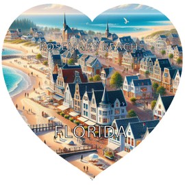 Rosemary Beach Florida Souvenir Die Cut Heart Shaped Decorative Flat Magnet 4-Inch