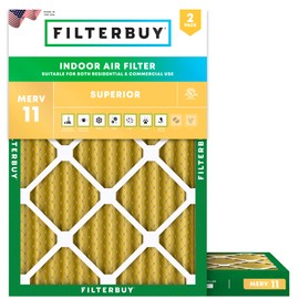 Filterbuy 18x20x2 Air Filter MERV 11 Allergen Defense (2-Pack), Pleated HVAC AC Furnace Air Filters Replacement (Actual Size: 17.50 x 19.50 x 1.75 Inches)