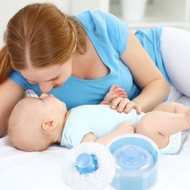 Beaupretty Estuche Para Borlas De Talco Contenedor De Borla Para Bebés Soporte Para Guardar Borlas De Polvos Aplicación Y Uniforme Para Uso En Casa De