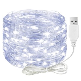 Catena di luci LED ALEGRE con USB, 4M 40 LED, filo di rame con spina, catena di luci impermeabile bianca fredda per interni ed esterni, luci LED per decorazioni fai-da-te per matrimoni, Natale