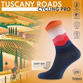 TODO Men's and Women's Cycling Socks Breathable Road Bike Socks Men's Cycling Socks with Motif Also Running Socks, Born to - Tuscany Roads